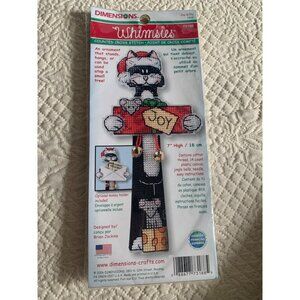 Dimensions Whimsies Joy Kitty Counted Cross Stitch Kit 7" Ornament New